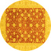 Round Oriental Yellow Traditional Rug, abs3661yw