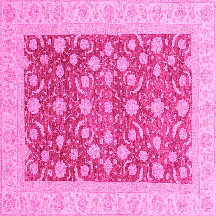 Square Machine Washable Oriental Pink Traditional Rug, wshabs3661pnk