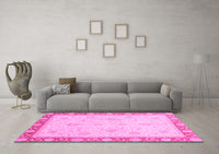 Machine Washable Abstract Pink Modern Rug, wshabs3662pnk