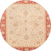 Round Abstract Pastel Orange Modern Rug, abs3662