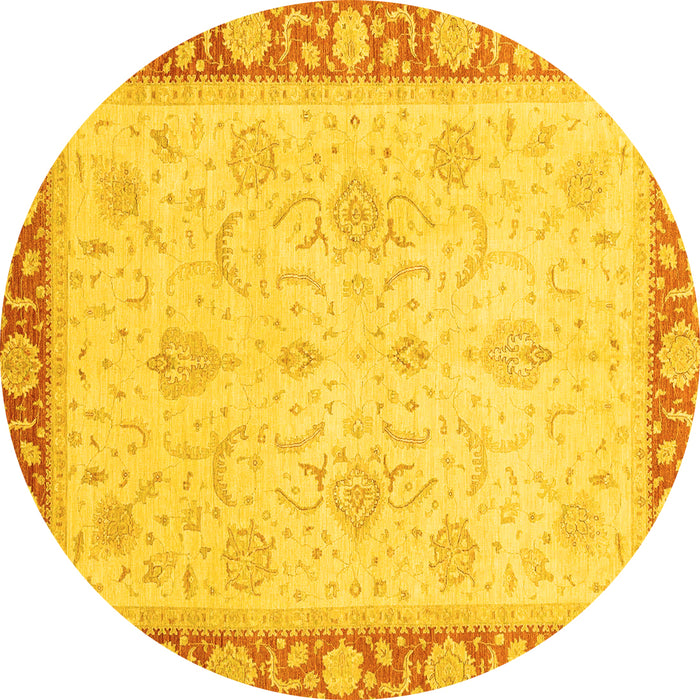 Round Machine Washable Abstract Yellow Modern Rug, wshabs3662yw