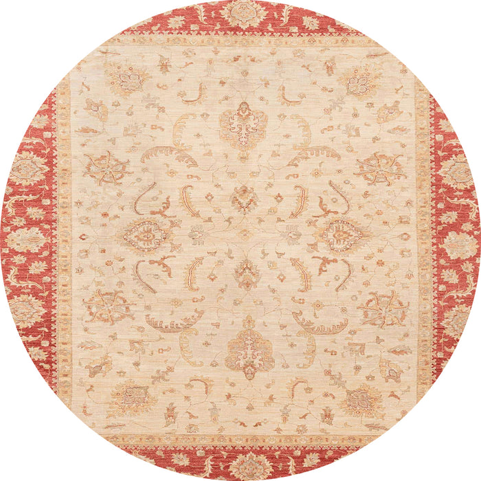 Round Machine Washable Abstract Pastel Orange Rug, wshabs3662