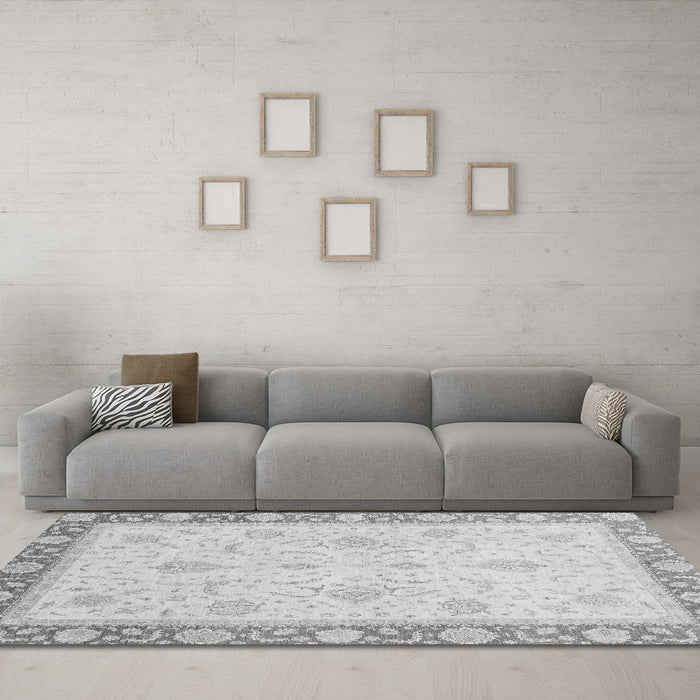 Machine Washable Abstract Gray Modern Rug in a Living Room,, wshabs3662gry