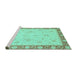 Sideview of Machine Washable Abstract Turquoise Modern Area Rugs, wshabs3662turq