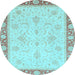 Round Machine Washable Abstract Light Blue Modern Rug, wshabs3662lblu