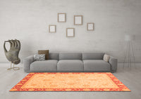 Machine Washable Abstract Orange Modern Rug, wshabs3662org