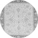 Round Machine Washable Abstract Gray Modern Rug, wshabs3662gry