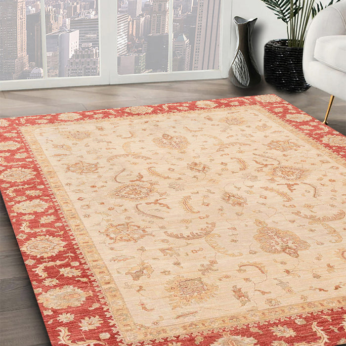 Abstract Pastel Orange Modern Rug in Family Room, abs3662