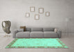 Machine Washable Abstract Turquoise Modern Area Rugs in a Living Room,, wshabs3662turq