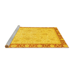 Sideview of Machine Washable Abstract Yellow Modern Rug, wshabs3662yw