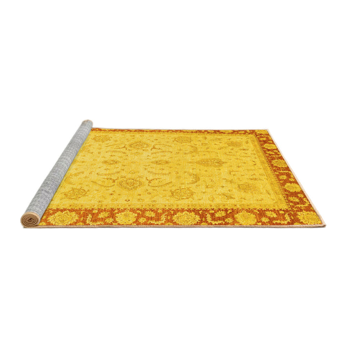 Sideview of Machine Washable Abstract Yellow Modern Rug, wshabs3662yw