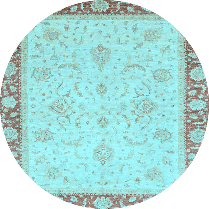 Round Abstract Light Blue Modern Rug, abs3662lblu