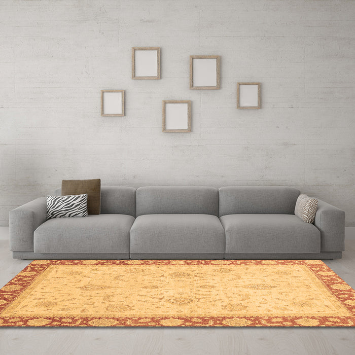 Machine Washable Abstract Brown Modern Rug in a Living Room,, wshabs3662brn
