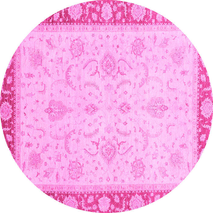 Round Abstract Pink Modern Rug, abs3662pnk