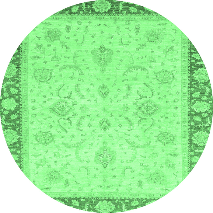 Round Abstract Emerald Green Modern Rug, abs3662emgrn