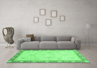 Machine Washable Abstract Emerald Green Modern Rug, wshabs3662emgrn