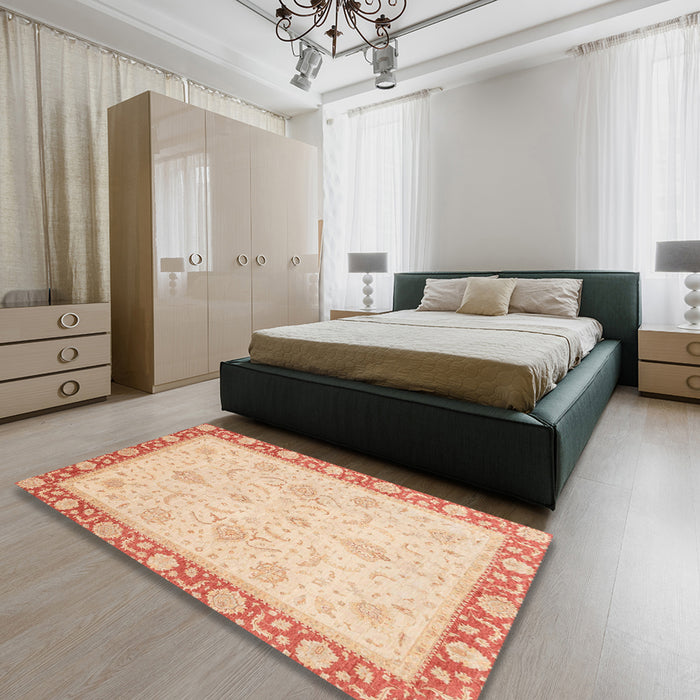 Abstract Pastel Orange Modern Rug in a Bedroom, abs3662