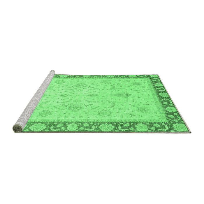 Sideview of Machine Washable Abstract Emerald Green Modern Area Rugs, wshabs3662emgrn