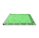 Sideview of Machine Washable Abstract Emerald Green Modern Area Rugs, wshabs3662emgrn