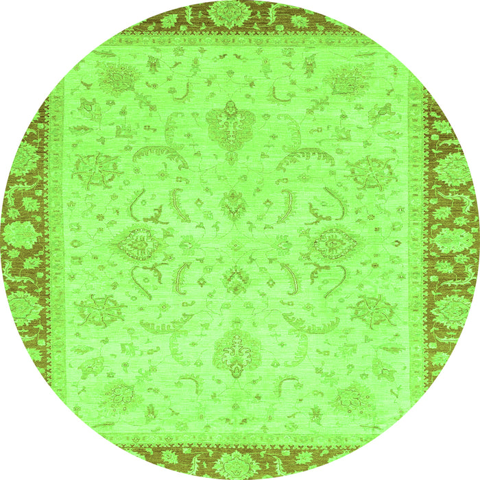 Round Abstract Green Modern Rug, abs3662grn