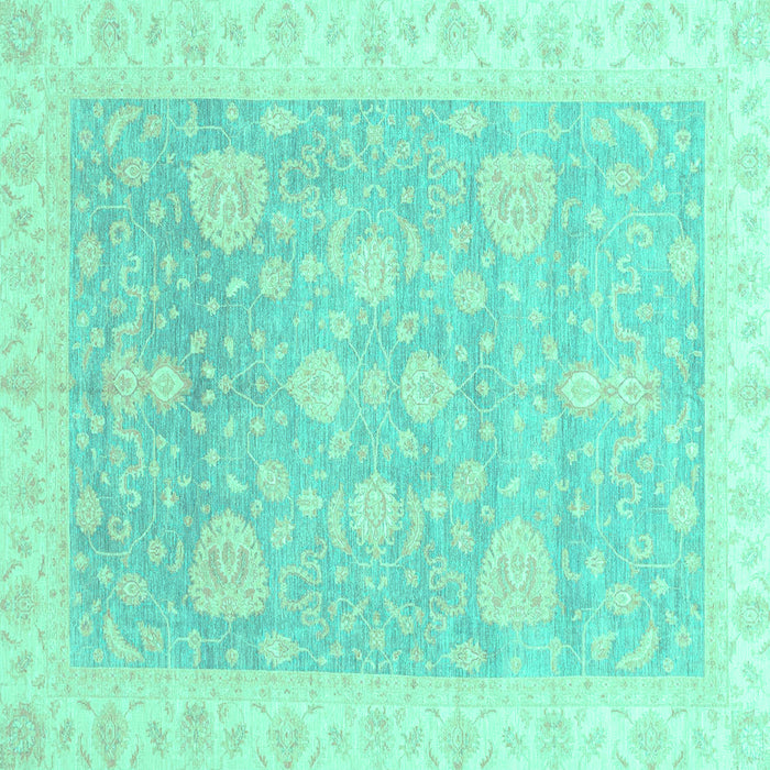 Square Oriental Turquoise Traditional Rug, abs3663turq