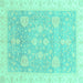 Square Oriental Turquoise Traditional Rug, abs3663turq