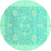 Round Oriental Turquoise Traditional Rug, abs3663turq