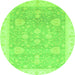 Round Oriental Green Traditional Rug, abs3663grn