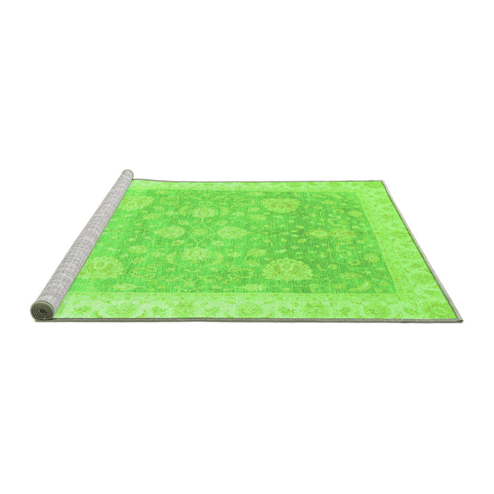 Sideview of Machine Washable Oriental Green Traditional Area Rugs, wshabs3663grn