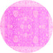 Round Machine Washable Oriental Pink Traditional Rug, wshabs3663pnk