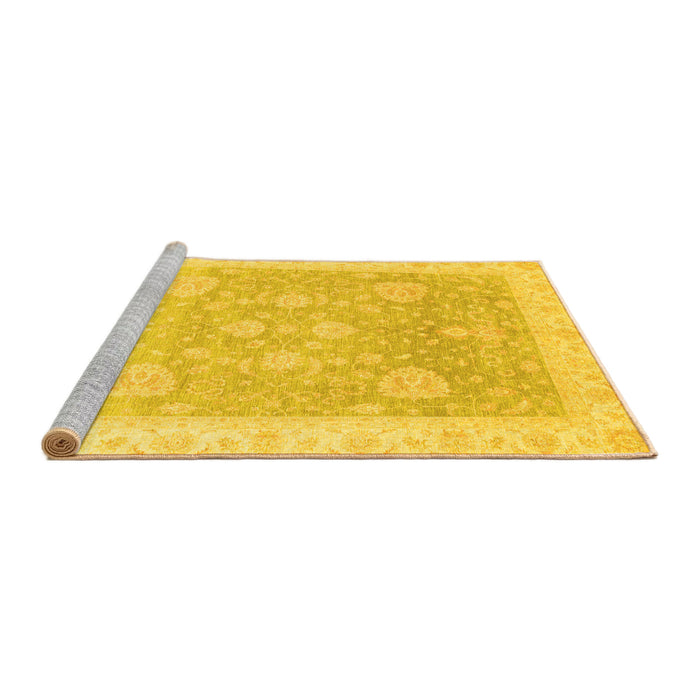 Sideview of Machine Washable Oriental Yellow Traditional Rug, wshabs3663yw