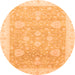 Round Machine Washable Oriental Orange Traditional Area Rugs, wshabs3663org