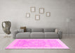 Machine Washable Oriental Pink Traditional Rug in a Living Room, wshabs3663pnk