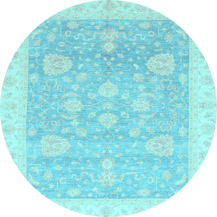 Round Oriental Light Blue Traditional Rug, abs3663lblu