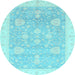 Round Oriental Light Blue Traditional Rug, abs3663lblu