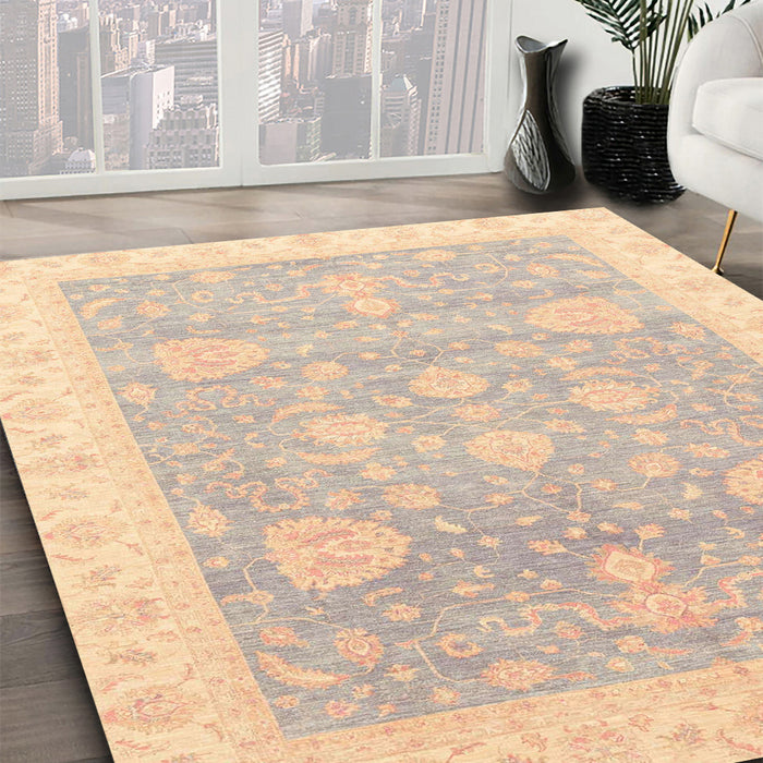 Abstract Brown Oriental Rug in Family Room, abs3663