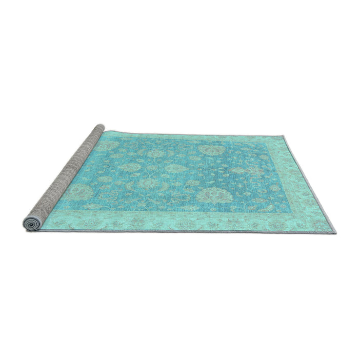 Sideview of Machine Washable Oriental Light Blue Traditional Rug, wshabs3663lblu