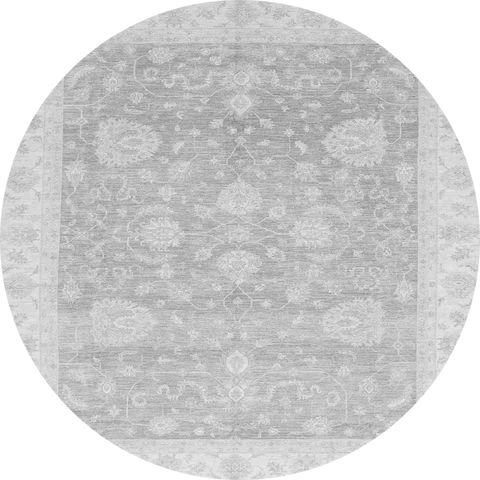 Round Machine Washable Oriental Gray Traditional Rug, wshabs3663gry