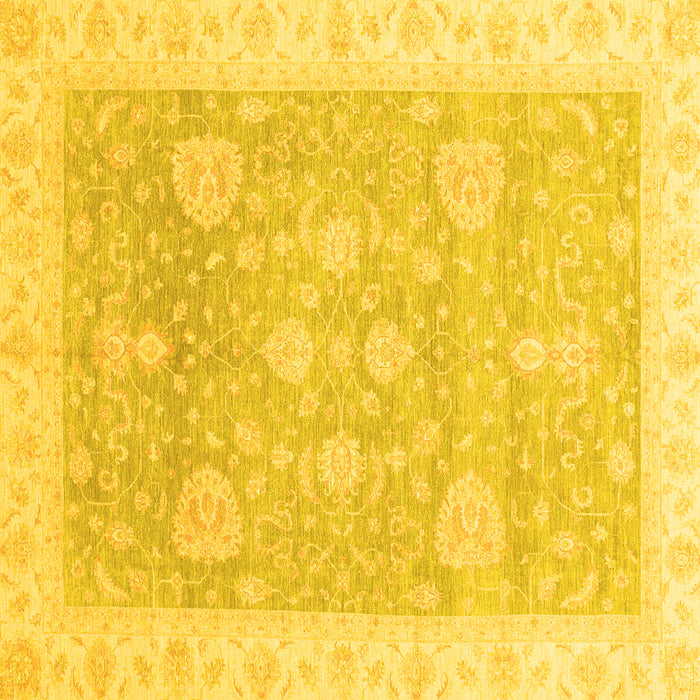 Square Machine Washable Oriental Yellow Traditional Rug, wshabs3663yw