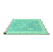 Sideview of Machine Washable Oriental Turquoise Traditional Area Rugs, wshabs3663turq