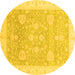 Round Oriental Yellow Traditional Rug, abs3663yw