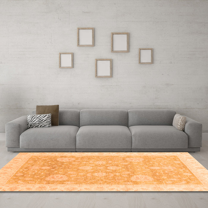 Machine Washable Oriental Orange Traditional Area Rugs in a Living Room, wshabs3663org