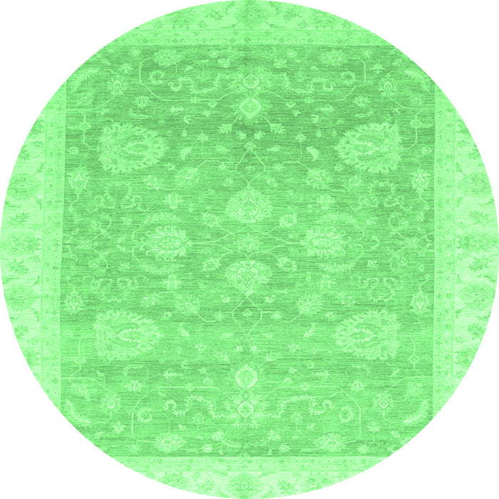Round Oriental Emerald Green Traditional Rug, abs3663emgrn