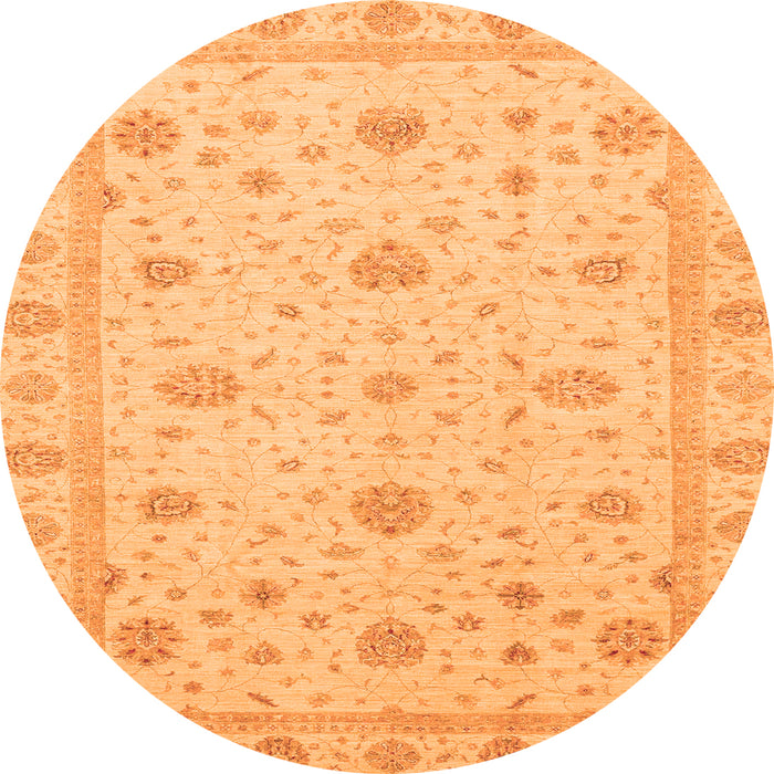 Round Oriental Orange Traditional Rug, abs3664org