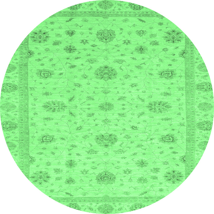 Round Machine Washable Oriental Emerald Green Traditional Area Rugs, wshabs3664emgrn