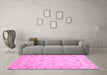 Machine Washable Oriental Pink Traditional Rug in a Living Room, wshabs3664pnk