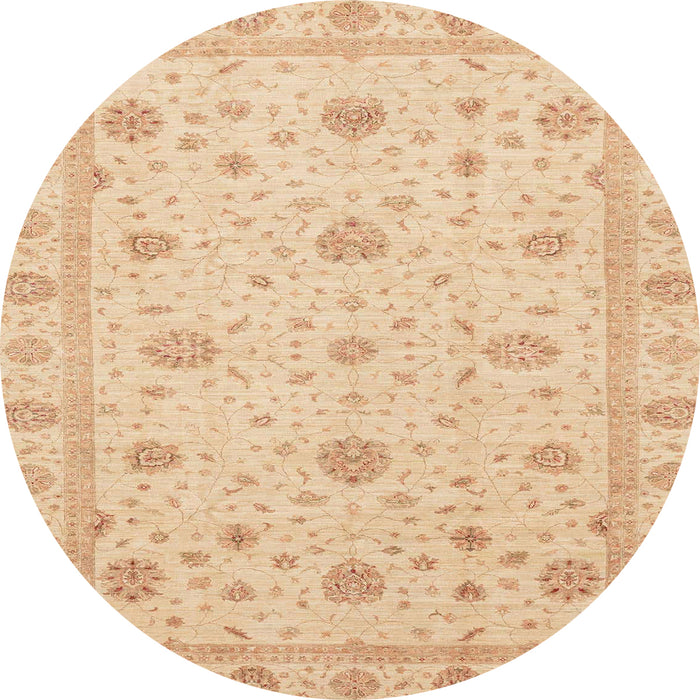 Round Machine Washable Abstract Yellow Rug, wshabs3664