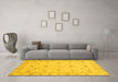 Machine Washable Oriental Yellow Traditional Rug in a Living Room, wshabs3664yw