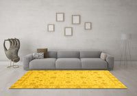 Machine Washable Oriental Yellow Traditional Rug, wshabs3664yw