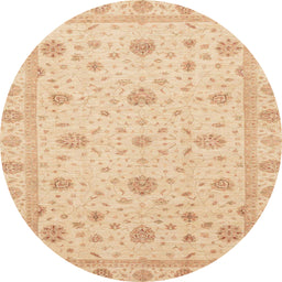 Round Abstract Yellow Oriental Rug, abs3664